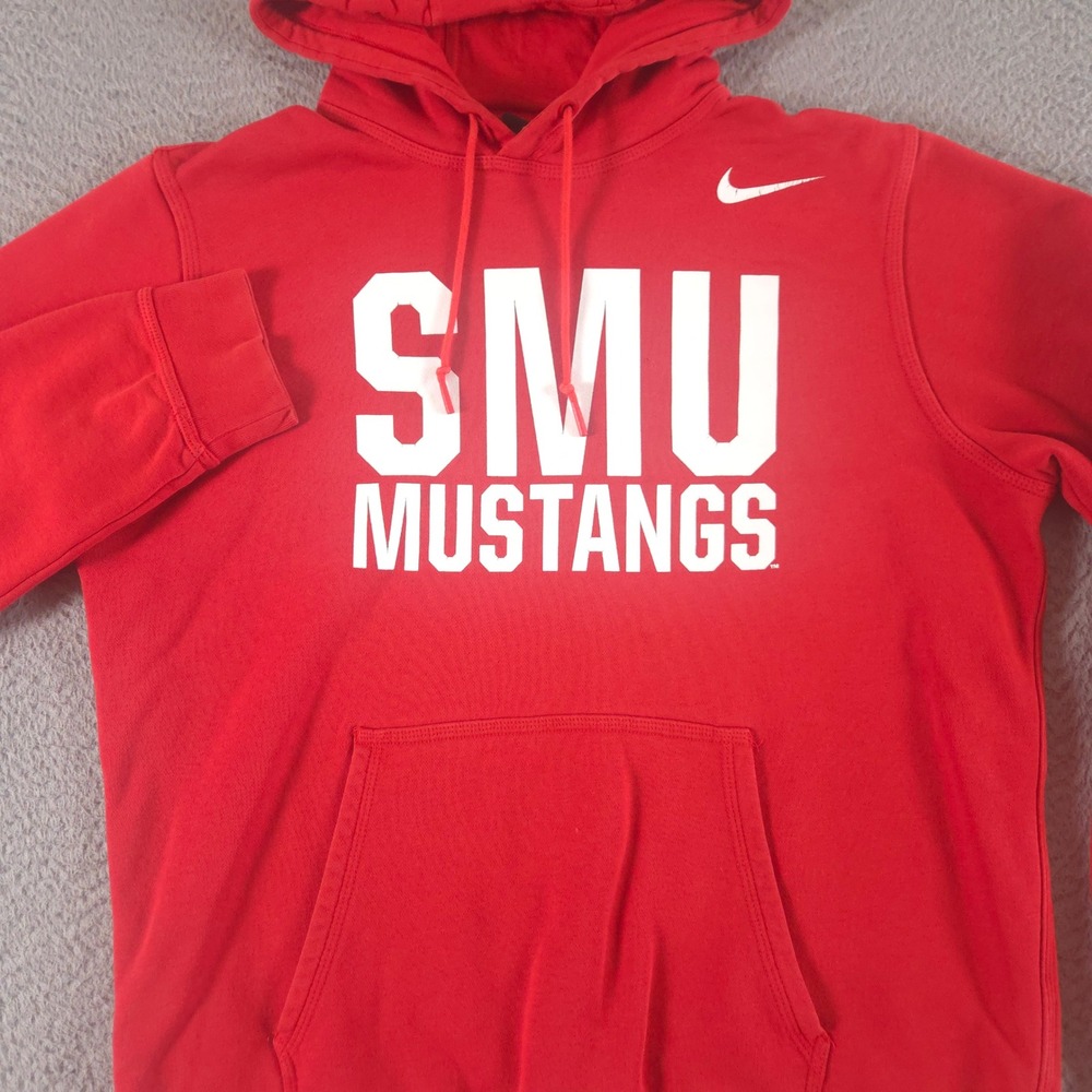Nike Hoodie Mens Large Red Stadium Club Fleece SMU Mustangs Graphic Pullover